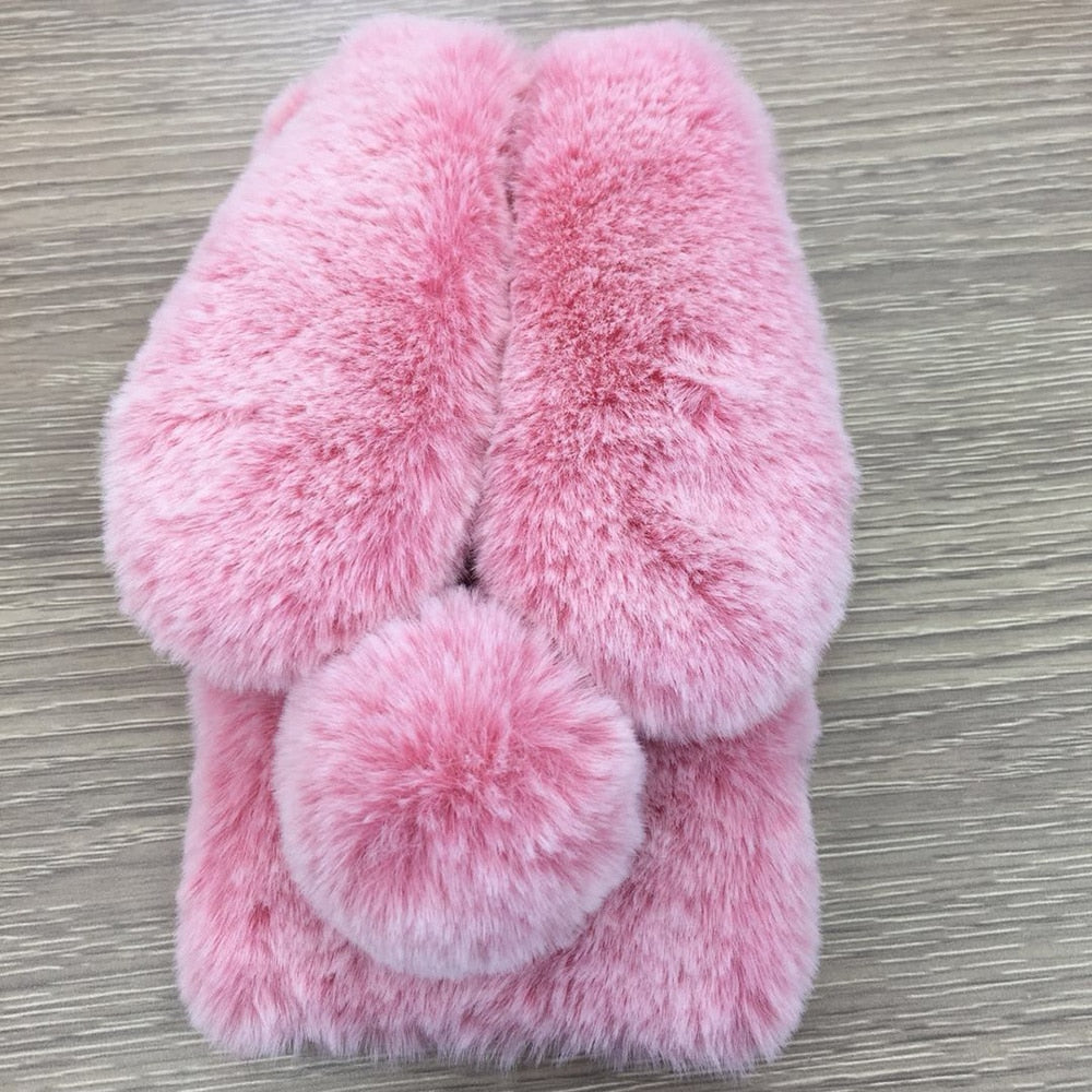 Cute Rabbit Fur Plush Bunny iPhone Case
