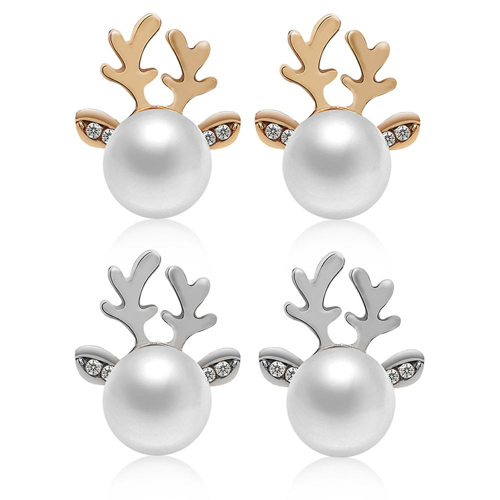 Christmas Pearl Antlers Earrings