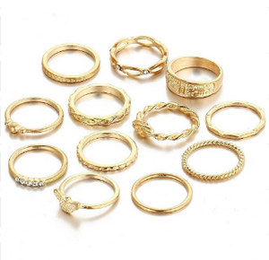 12 Pc/set Golden Boho Knuckle Ring Set