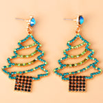 Blue Christmas Tree Earrings