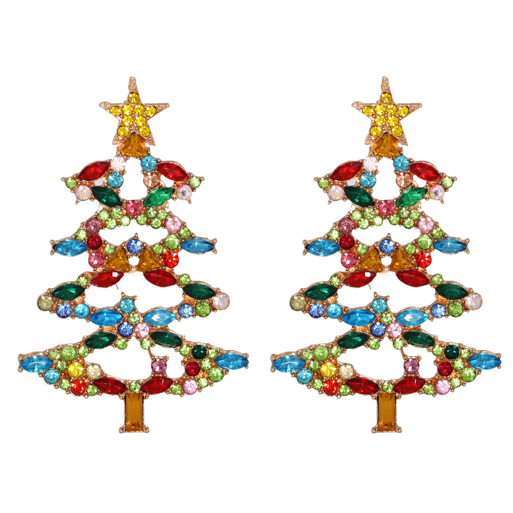 Christmas Tree Earrings With Diamonds