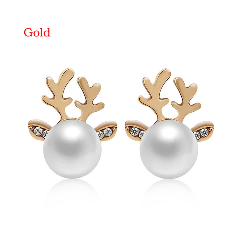 Christmas Pearl Antlers Earrings