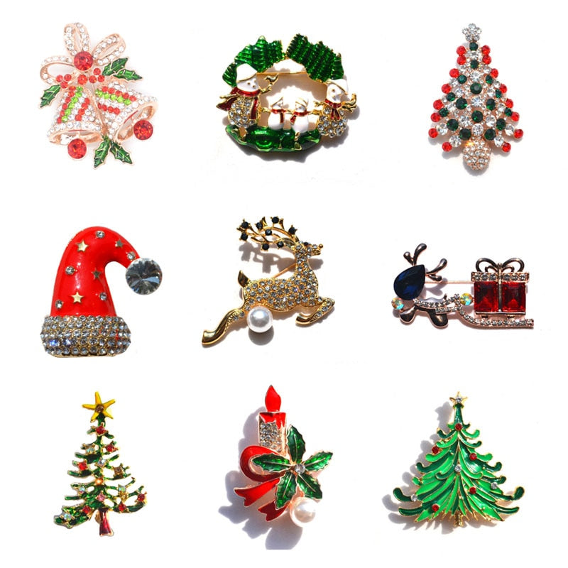 Christmas Crystal Brooches