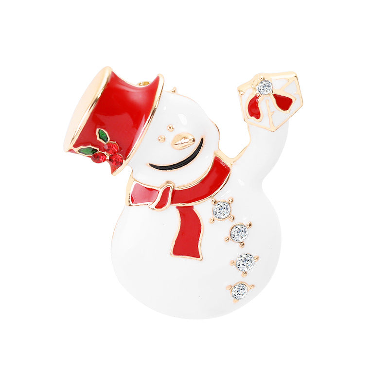 Christmas Stocking Bells Snowman Brooch