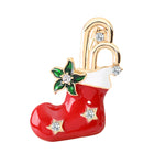 Christmas Stocking Bells Snowman Brooch