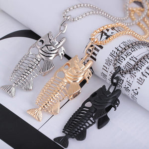 Exaggerated Fish & Fishing Hook Pendant