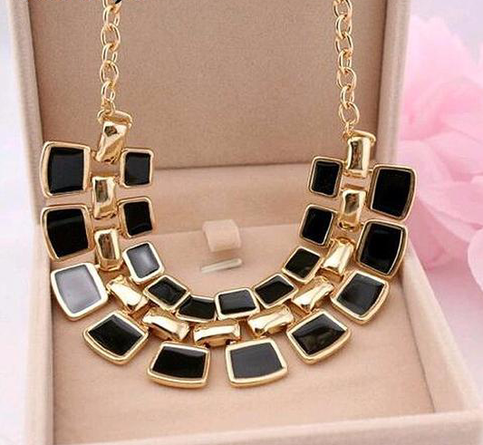 Long Plated Geometric Choker Necklace