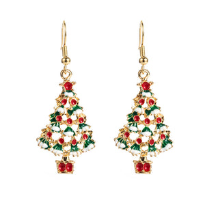 Asymmetric Christmas Tree Snowflake Earrings