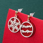 Asymmetric Christmas Tree Snowflake Earrings