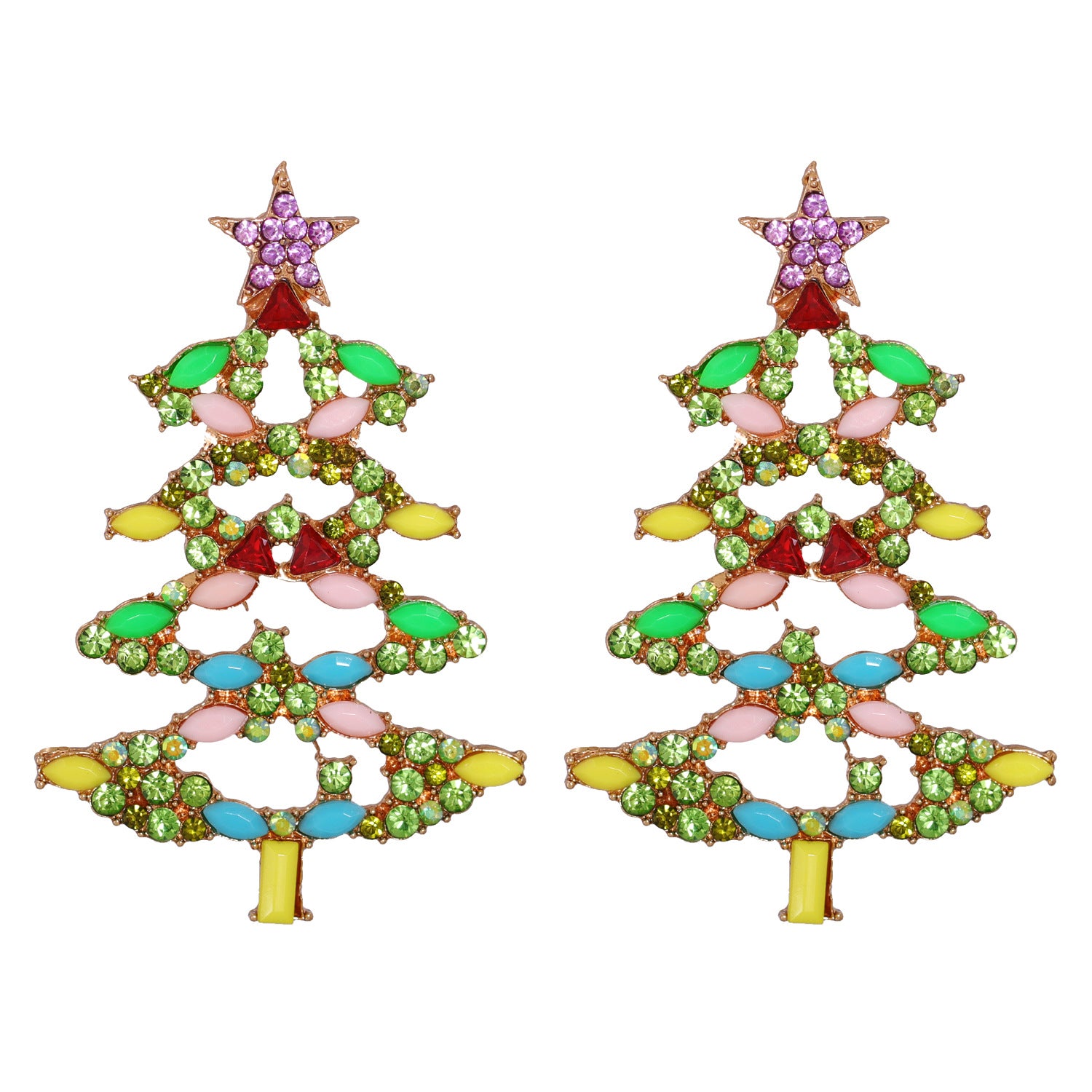 Christmas Tree Earrings With Diamonds