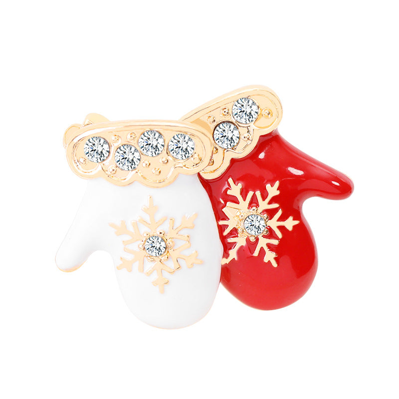 Christmas Stocking Bells Snowman Brooch