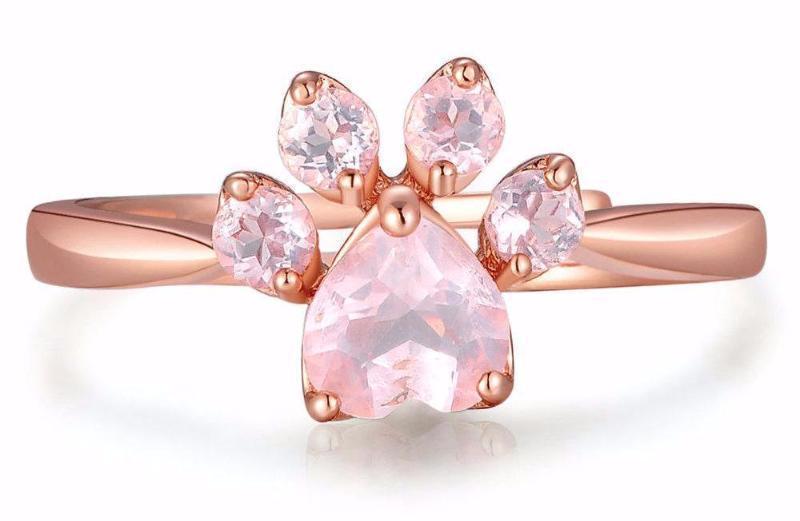 Natural Pink Paw Rose Quartz Collection Ring