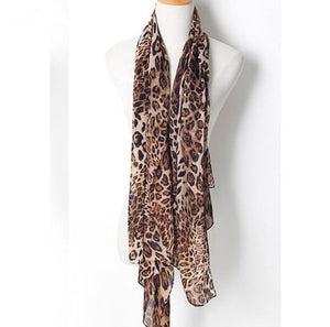 Leopard Print Chiffon Scarf