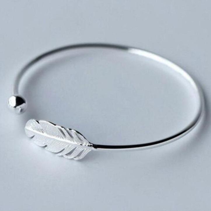 Sterling silver feather hot sale cuff bracelet