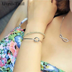 925 Sterling Silver Heart-shaped  Knot  Bracelet