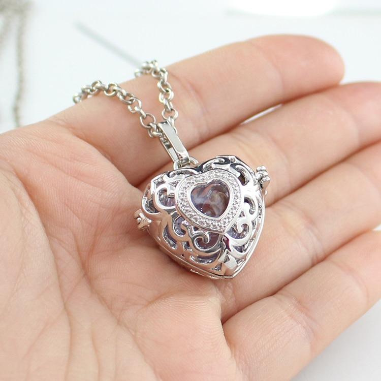 Heart Filigree Hollow Cage Locket Pendant For Ashes or Hair