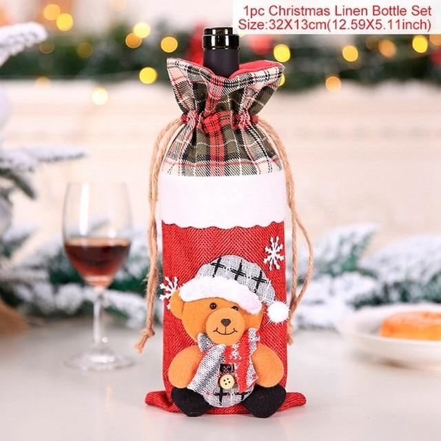 Santa Claus Wine Bottle Cover Christmas Bottle Decorations