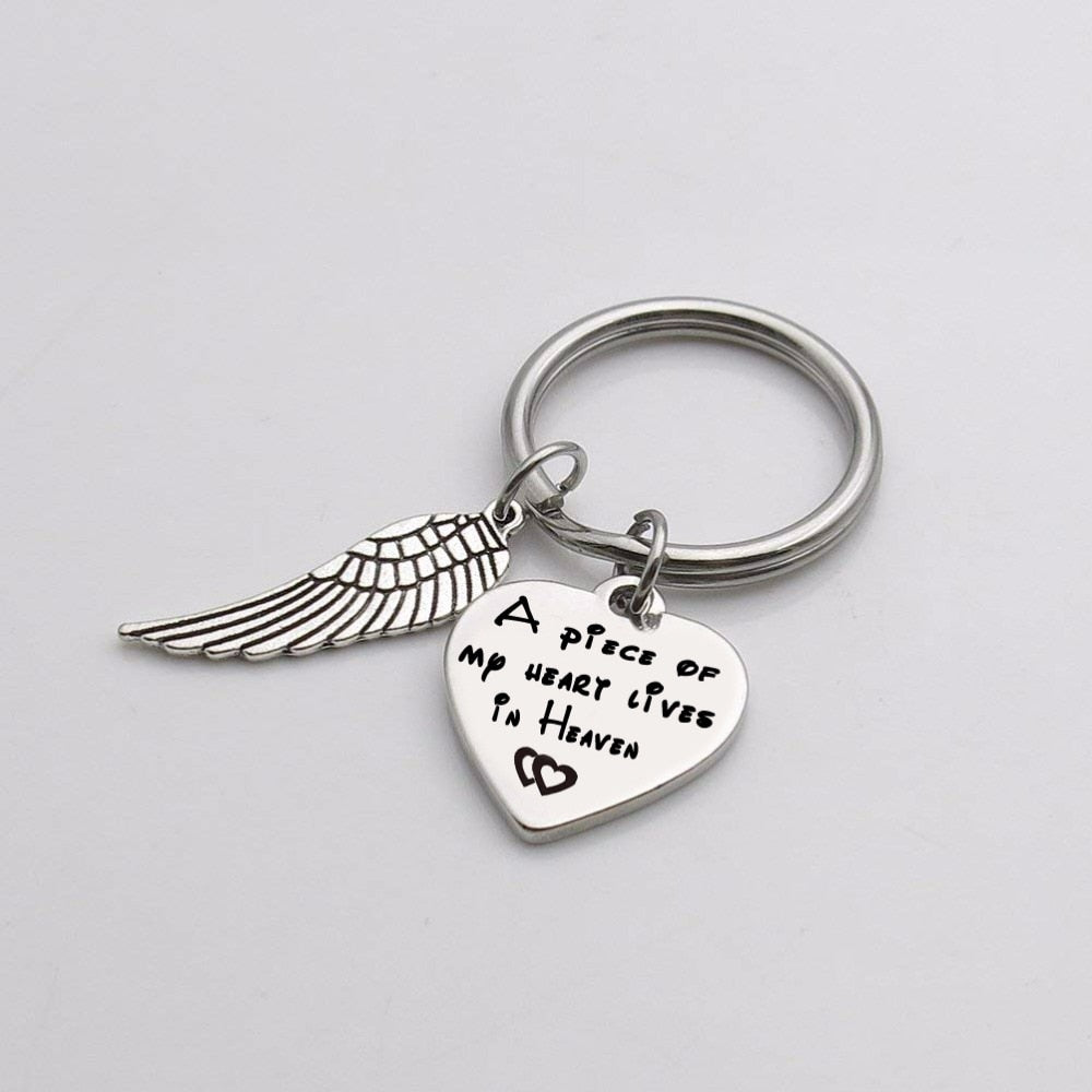 A Piece Of My Heart Lives In Heaven Memorial Key Ring