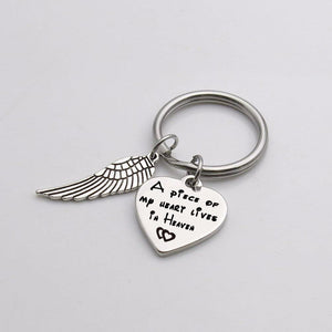 A Piece Of My Heart Lives In Heaven Memorial Key Ring