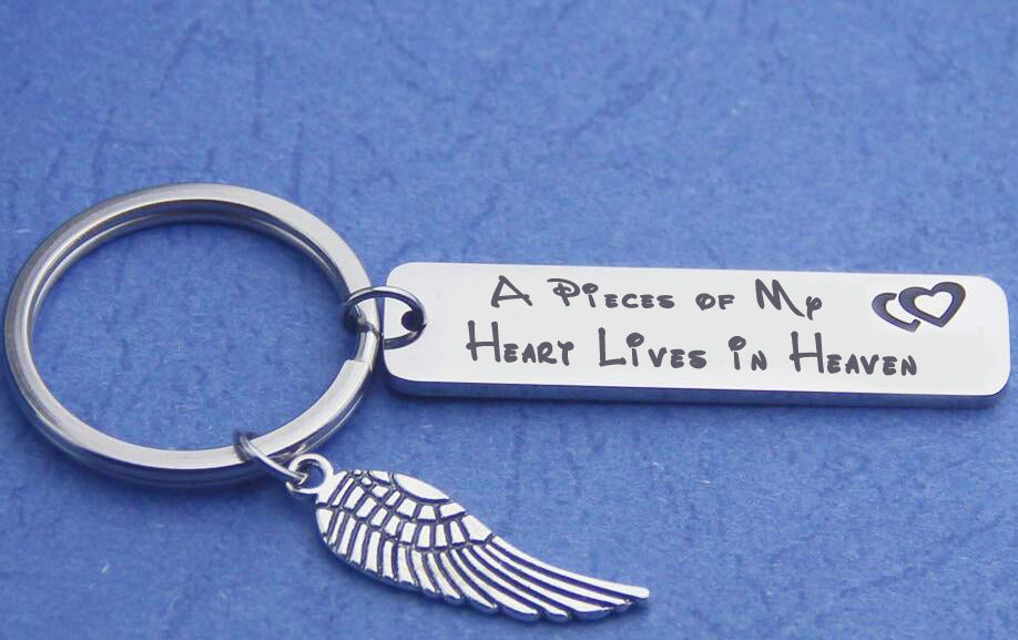 A piece of my heart lives in heaven key chain