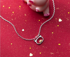 925 Sterling Silver Cute Pig Necklace