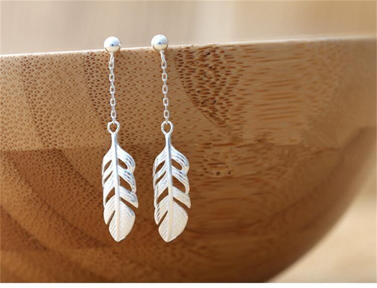 925 Silver Feather Earrings