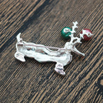 Christmas Sausage  Dog Brooch