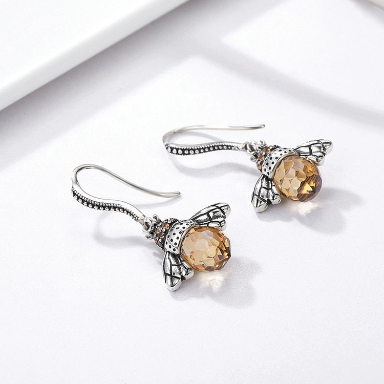 925 Sterling Silver Honey Bee Earrings