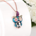 Rhinestone Owl Necklace