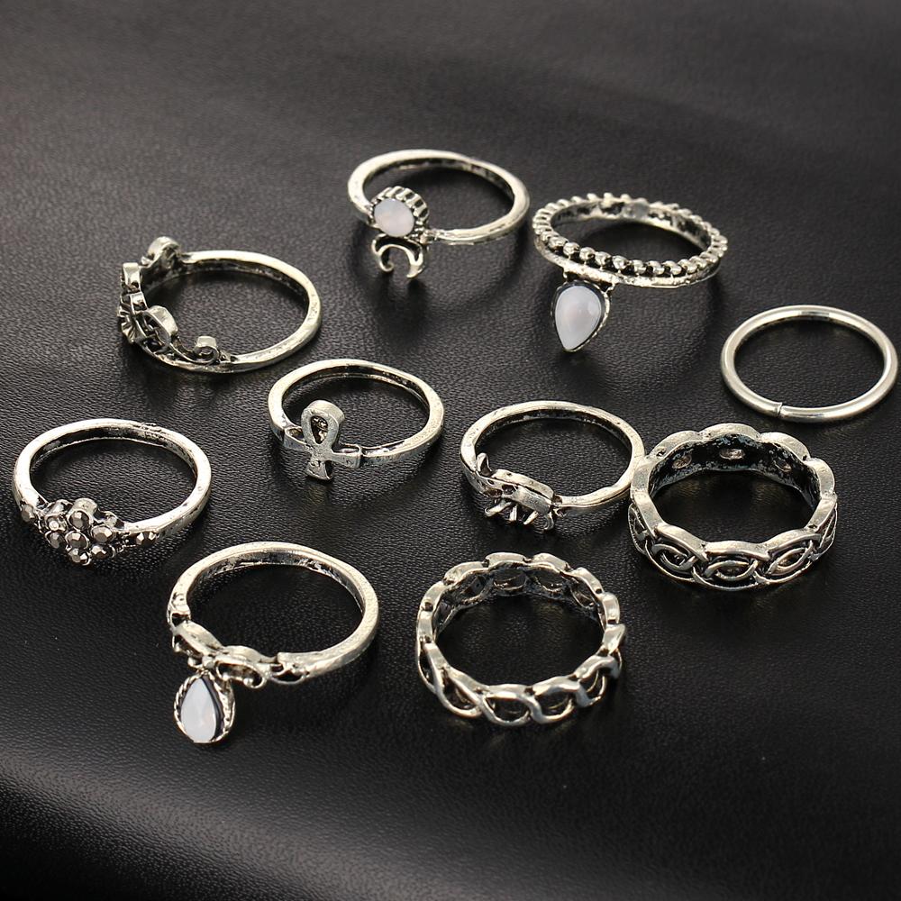 Trendy Fashion Rings 10 Piece Set