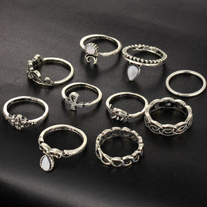 Trendy Fashion Rings 10 Piece Set