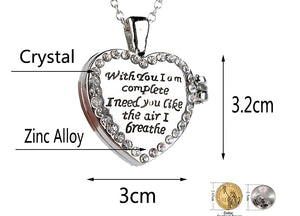 With You I Am Complete  Heart Locket Necklace