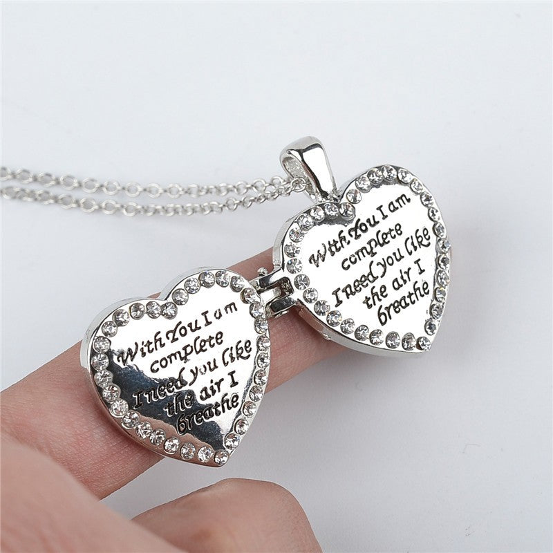 With You I Am Complete  Heart Locket Necklace