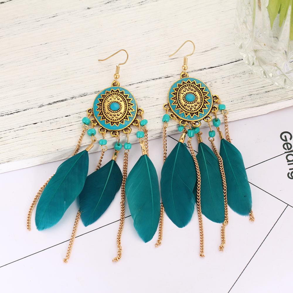 Dylan's Long Feather Drop Earrings Collection