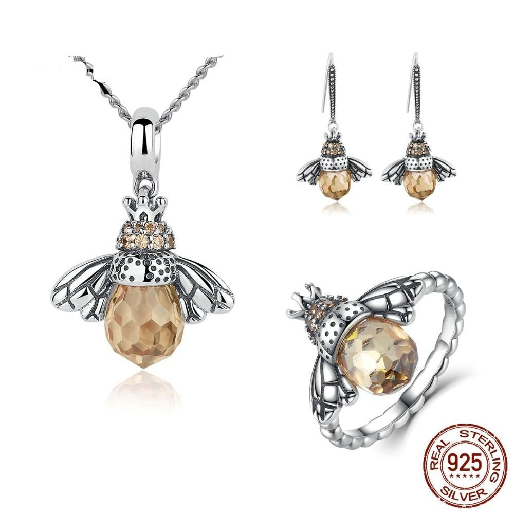 925 Sterling Silver Honey Bee Jewellery Set