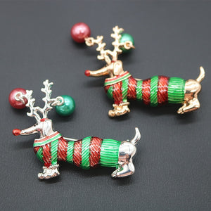 Christmas Sausage  Dog Brooch