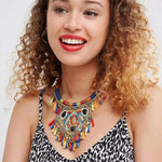 Multicolor Flower Tribal Choker Necklace