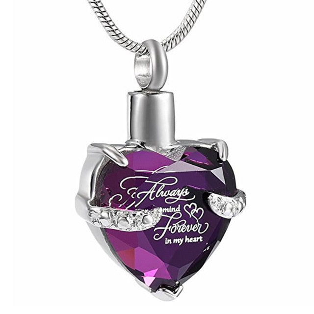 Beautiful Crystal Heart Cremation Necklace for Ashes