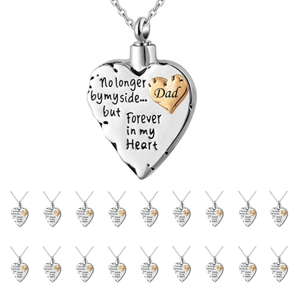 No Longer by My Side But Forever in My Heart Cremation Ashes Urn Pendant Necklace