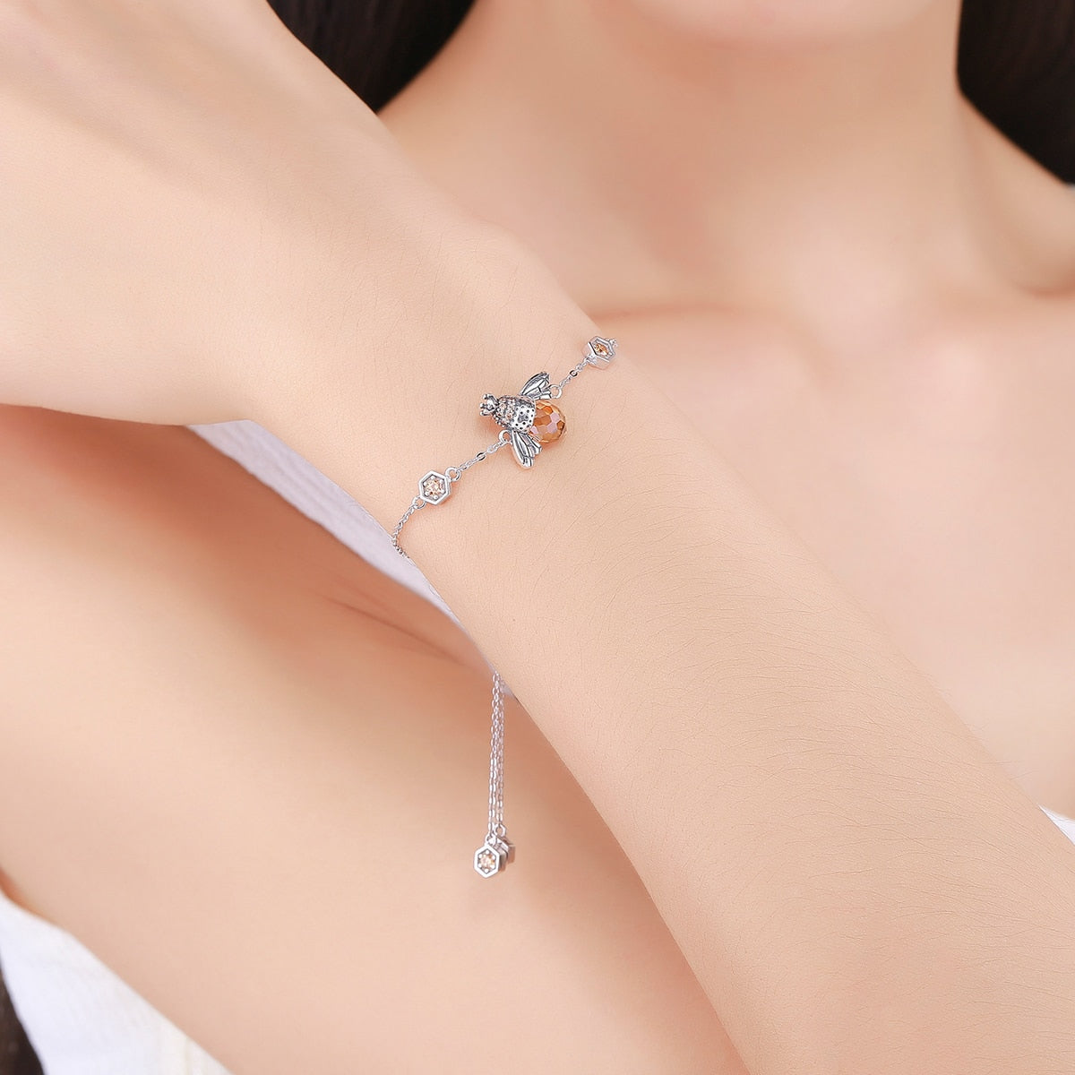 925 Sterling Silver Honey Bee  Bracelet