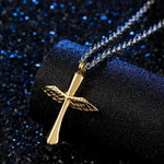 Funeral Angel Wings Cross Memorial Necklace