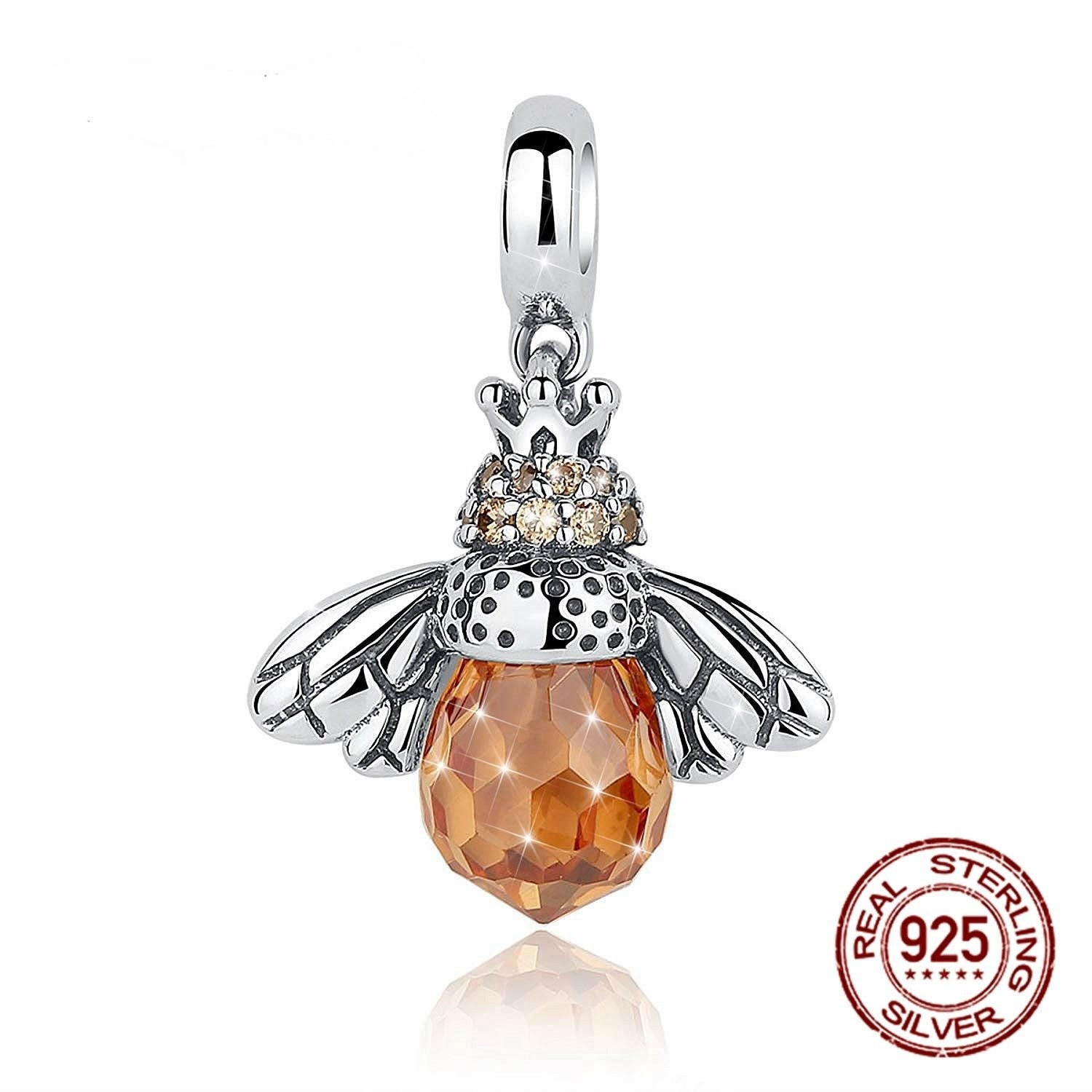 Crystal Silver Bee Pendant