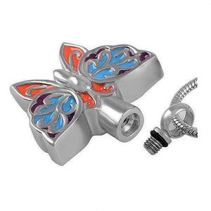 Colorful Butterfly Ash Holder Urn Pendant Necklace