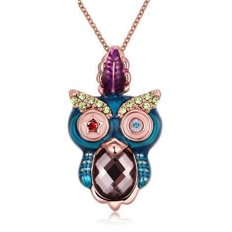 Rhinestone Owl Necklace