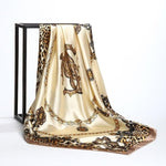 Luxury Silk Satin Leopard Print Scarf