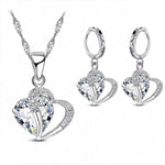 Luxury 925 Sterling Silver Cubic Zircon Necklace with matching Earrings