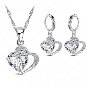 Luxury 925 Sterling Silver Cubic Zircon Necklace with matching Earrings