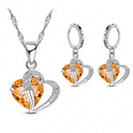 Luxury 925 Sterling Silver Cubic Zircon Necklace with matching Earrings