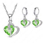 Luxury 925 Sterling Silver Cubic Zircon Necklace with matching Earrings