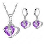 Luxury 925 Sterling Silver Cubic Zircon Necklace with matching Earrings